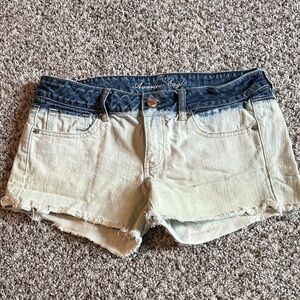 American Eagle Outfitters Two-Tone Denim Cutoff Shorts - Light Blue